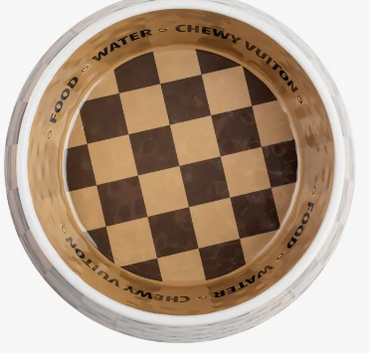 Checker Chewy Vuiton Bowl - 3 Sizes!! Dog Bowls (excl. 20% VAT)