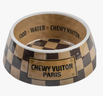 Checker Chewy Vuiton Bowl 3 Sizes Dog Bowls excl. 20 VAT Raw Paws Emporium