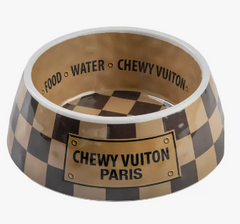 Checker Chewy Vuiton Bowl - 3 Sizes!! Dog Bowls (excl. 20% VAT)