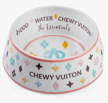 White Chewy Vuiton Dog Bowl - 3 Sizes!! Dog Bowls (excl. 20% VAT)