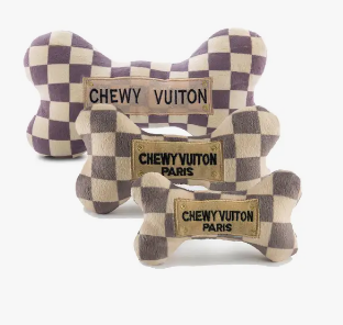 Checker Chewy Vuiton Bones Squeaker Dog Toy (excl. 20% VAT)