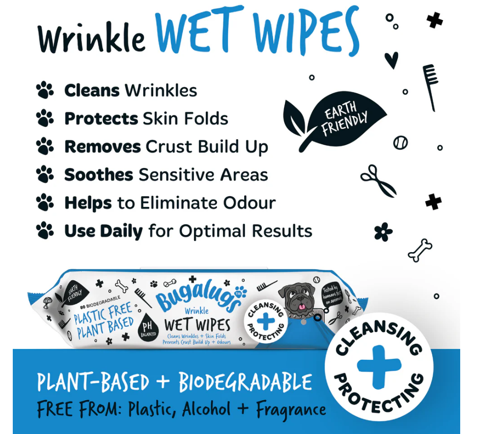 Bugalugs - Wrinkle Wet Wipes for Dogs & Cats (excl. 20% VAT)