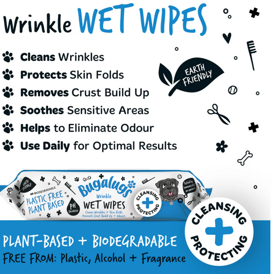 Bugalugs - Wrinkle Wet Wipes for Dogs & Cats (excl. 20% VAT)