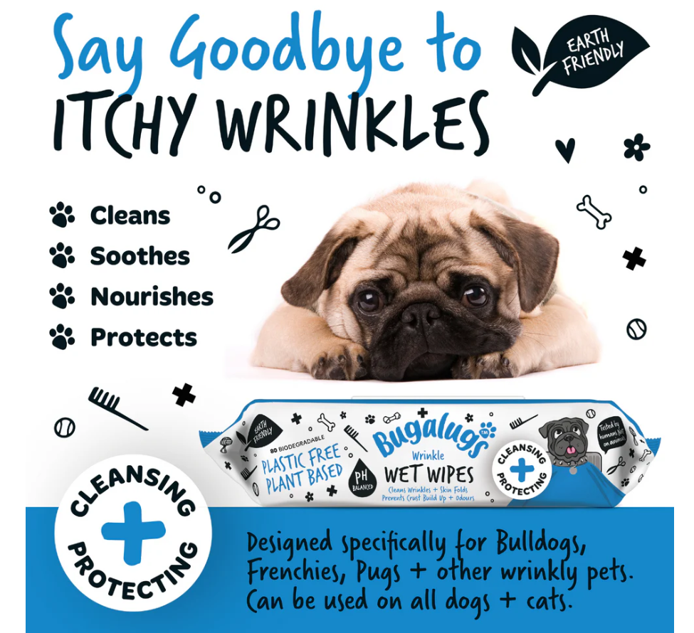 Bugalugs - Wrinkle Wet Wipes for Dogs & Cats (excl. 20% VAT)