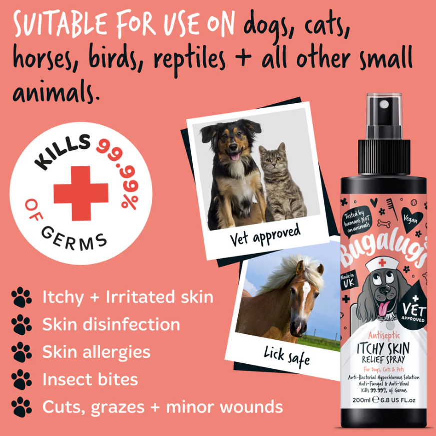 Antiseptic Itchy Skin Relief Spray for Dogs, Cats & Pets (excl. 20% VAT)