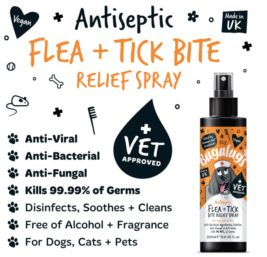 Antiseptic Flea & Tick Bite Relief Spray for Dogs, Cats & Pets (excl. 20% VAT)