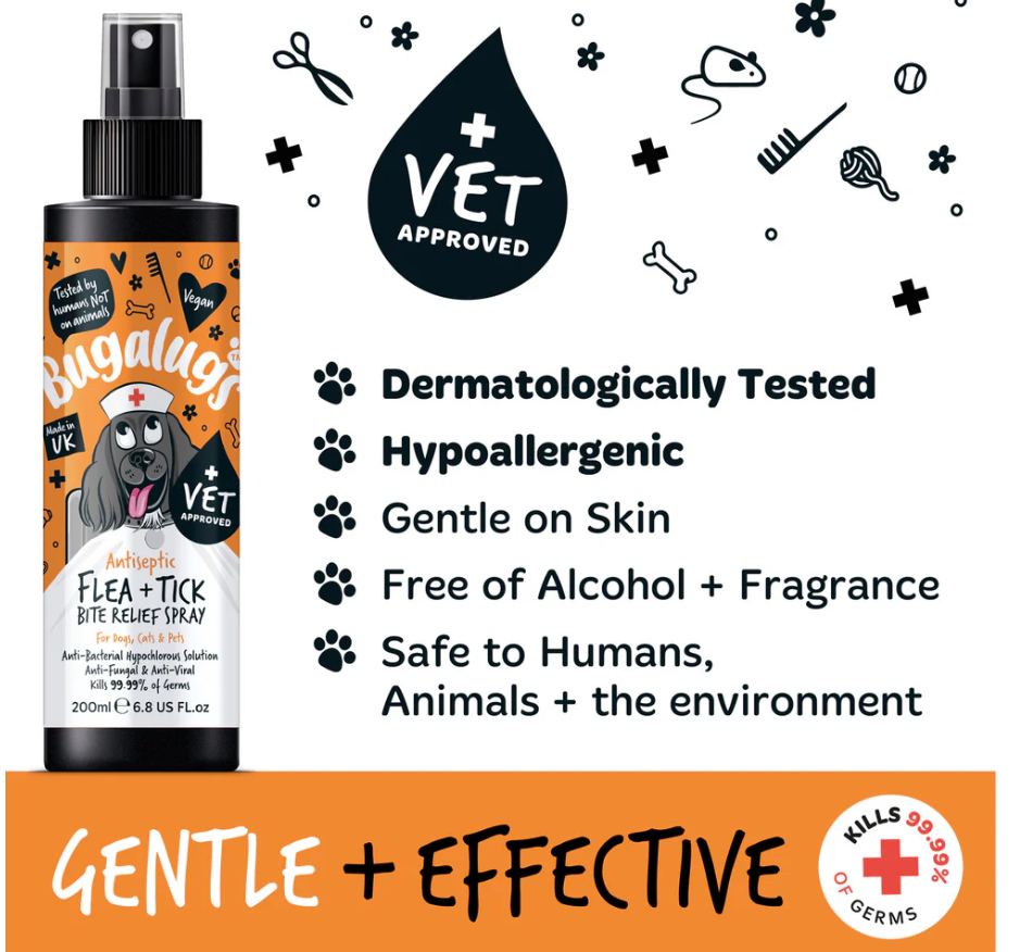 Antiseptic Flea & Tick Bite Relief Spray for Dogs, Cats & Pets (excl. 20% VAT)