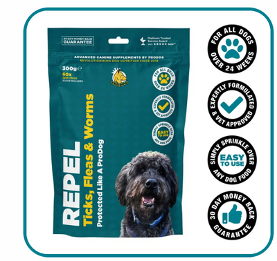 Repel Tick, Flea and Worm Repellent For Dogs (exc 20% VAT)