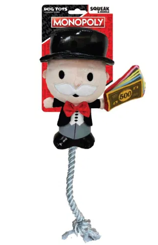 Hasbro Dog Toys Mr. Moneybags Squeak and Crinkle Plush with Rope Tug (excl. 20% VAT)
