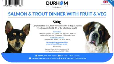 Salmon & Trout Dinner, with Fruit & Veg 500g