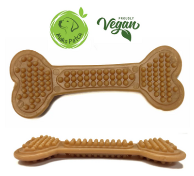 Maks'Patch Vegan dog chews - 'BumpiBones' - Peanut Butter & Banana Dental Bone.