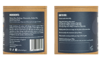 HerbaCalm Dog Calming Powder, Herbal blend daily dog food supplement, calms nervous or exctied dogs, soothes travel issues & sensitivities (excl. 20% VAT)