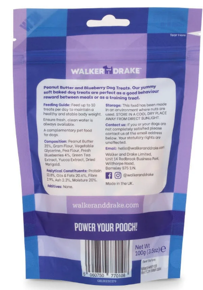 Peanut Butter & Blueberry, 100g Dog Treats (exc 20%tax)