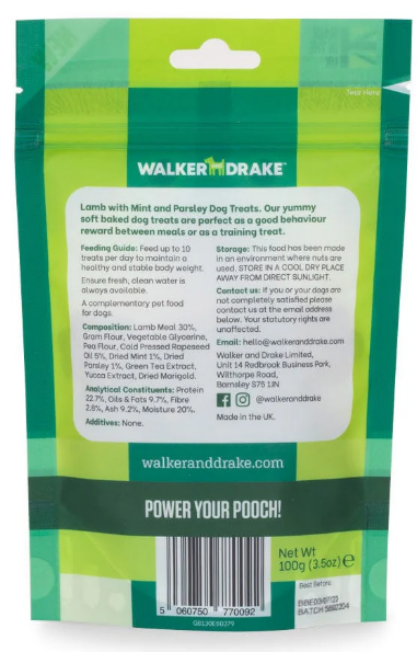 Lamb with Mint & Parsley, 100g Dog Treats. (Exc 20%tax)