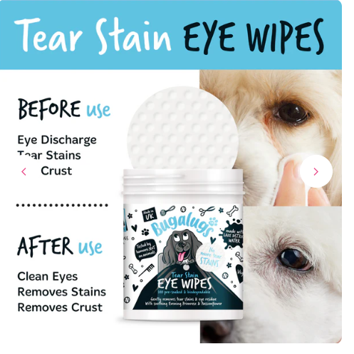 Bugalugs - Tear Stain Eye Wipes for Dogs (100 Wipes) (excl. 20% VAT)