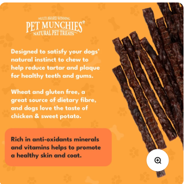 Pet Munchies Chicken and Sweet Potato Stick Dog Treat 90g (exc 20% tax)
