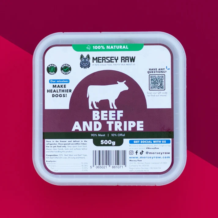 Beef & Tripe Raw Dog Food - 500g