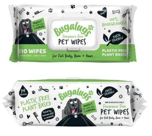 Bugalugs Biodegradable Pet Wipes Fragrance Free for dogs (excl. 20% VAT)